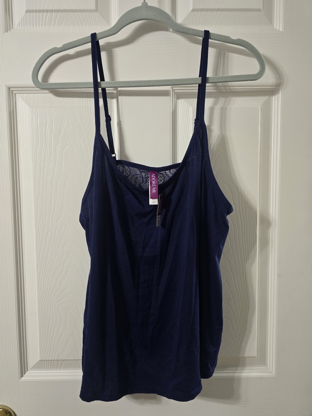 NWT Adore Me Lace-Back Navy Cami Tank Top & Lace Panty - Ladies
